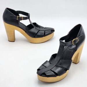 Madewell Andie Fisherman Chunky Wooden Platform Heels Size 9